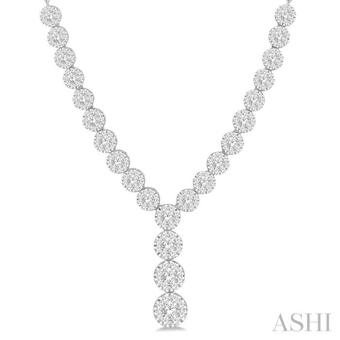 2 1/4 Ctw Lovebright Round Cut Diamond Necklace in 14K White Gold