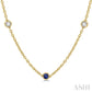 2.85 MM Sapphire and 1/2 Ctw Round Cut Diamond Precious Station Necklace in 14K Yellow Gold