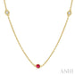 2.25 MM Ruby and 1/4 Ctw Round Cut Diamond Precious Station Necklace in 14K Yellow Gold