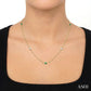 2.6 MM Emerald and 3/8 Ctw Round Cut Diamond Precious Station Necklace in 14K Yellow Gold