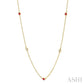 2.6 MM Ruby and 3/8 Ctw Round Cut Diamond Precious Station Necklace in 14K Yellow Gold