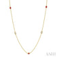 2.6 MM Ruby and 3/8 Ctw Round Cut Diamond Precious Station Necklace in 14K Yellow Gold