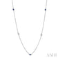 2.6 MM Sapphire and 3/8 Ctw Round Cut Diamond Precious Station Necklace in 14K White Gold