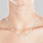 4 MM Round Shape Cultured Pearl and 1/6 Ctw Round Cut Diamond Station Necklace in 14K White Gold