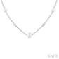4 MM Round Shape Cultured Pearl and 1/6 Ctw Round Cut Diamond Station Necklace in 14K White Gold