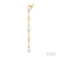 4 MM Round Shape Cultured Pearl and 1/20 Ctw Round Cut Diamond Station Long Earrings in 14K Yellow Gold