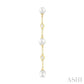 4 MM Round Shape Cultured Pearl and 1/20 Ctw Round Cut Diamond Station Long Earrings in 14K Yellow Gold