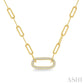 1/4 Ctw Paperclip Round Cut Diamond Pendant With Chain in 14K Yellow Gold