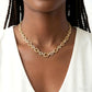 2 1/3 Ctw Open-Window Oval and Circular Link Round Cut Diamond Aeris Gold Bold Fashion Necklace in 14K Yellow Gold