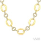 2 1/3 Ctw Open-Window Oval and Circular Link Round Cut Diamond Aeris Gold Bold Fashion Necklace in 14K Yellow Gold