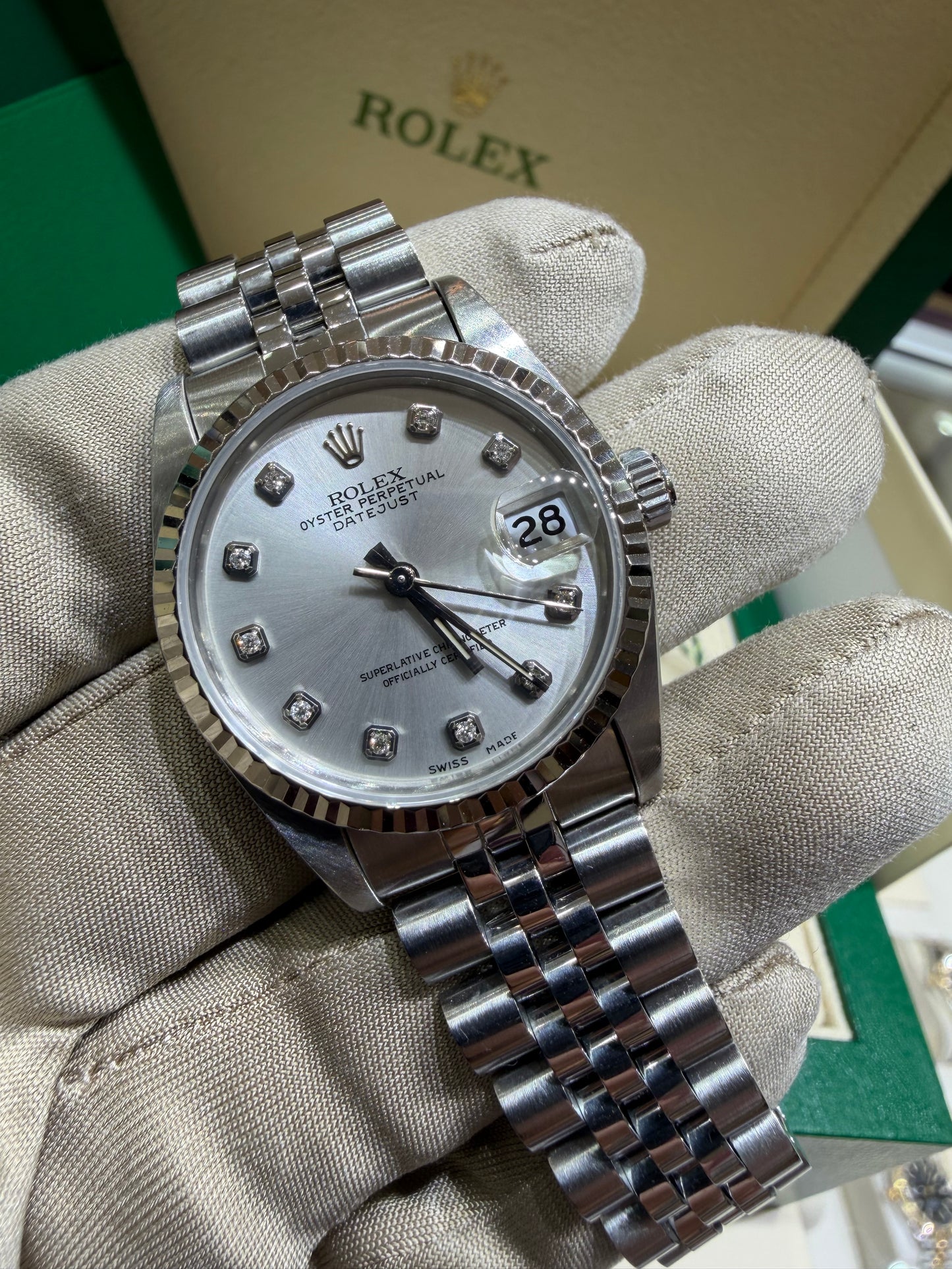 Rolex Datejust 31mm 68274 Silver Diamond Dial – Pre-Owned | Monica Jewelers