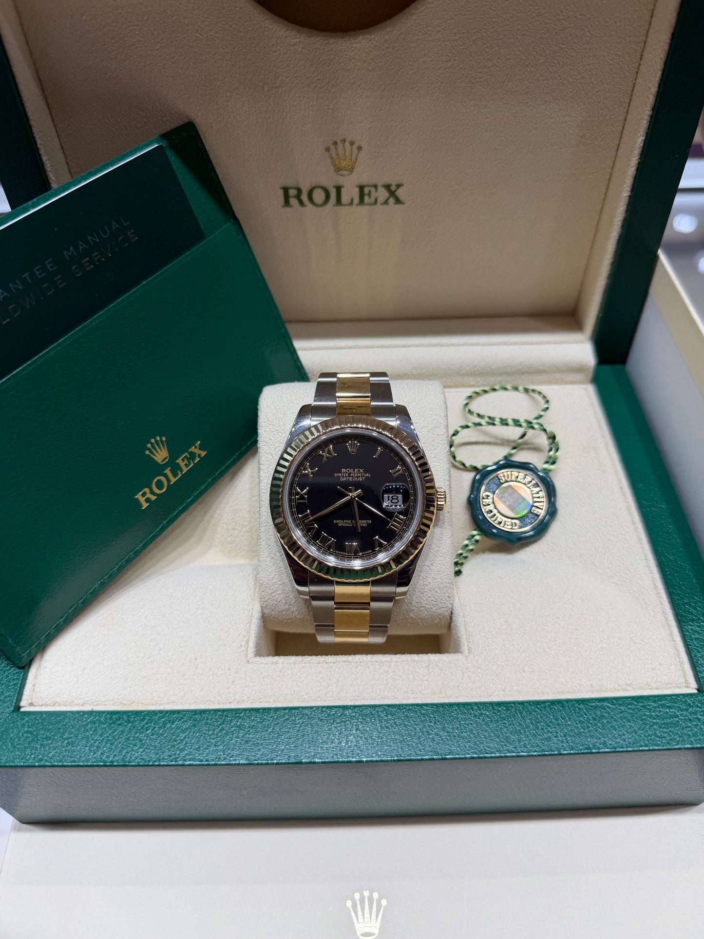 Rolex 116333 Datejust II 18k Stainless Steel 41mm Black Roman