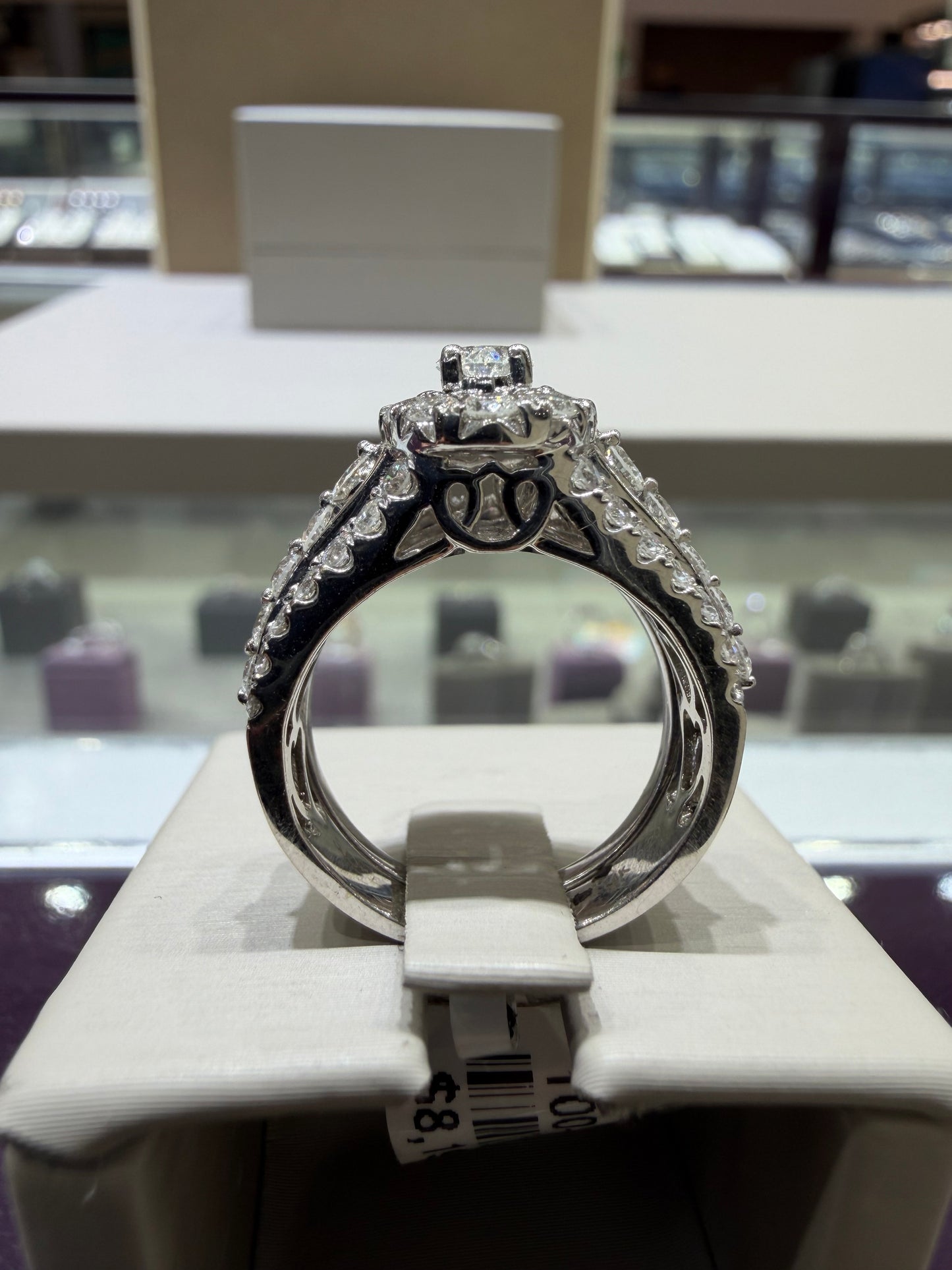 14K White Gold 2.20 CTW Oval Diamond Halo Wedding Set