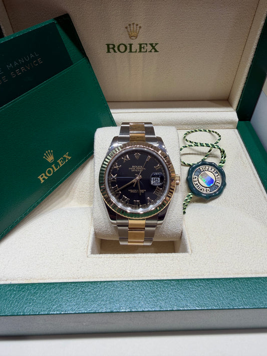 Rolex 116333 Datejust II 18k Stainless Steel 41mm Black Roman
