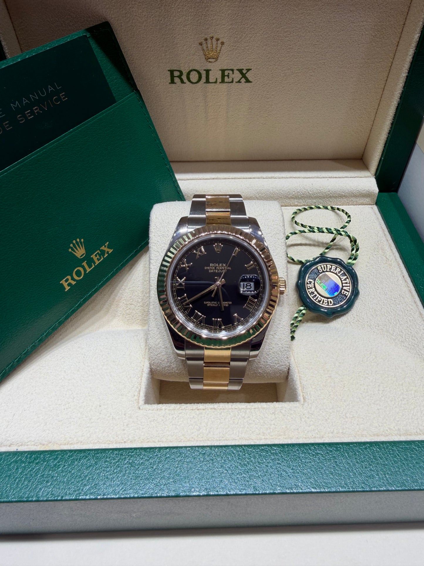 Rolex 116333 Datejust II 18k Stainless Steel 41mm Black Roman