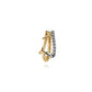 Gabriel & Co. 14K White Yellow Gold Bujukan Diamond 3 Row J Hoop Stud Earrings