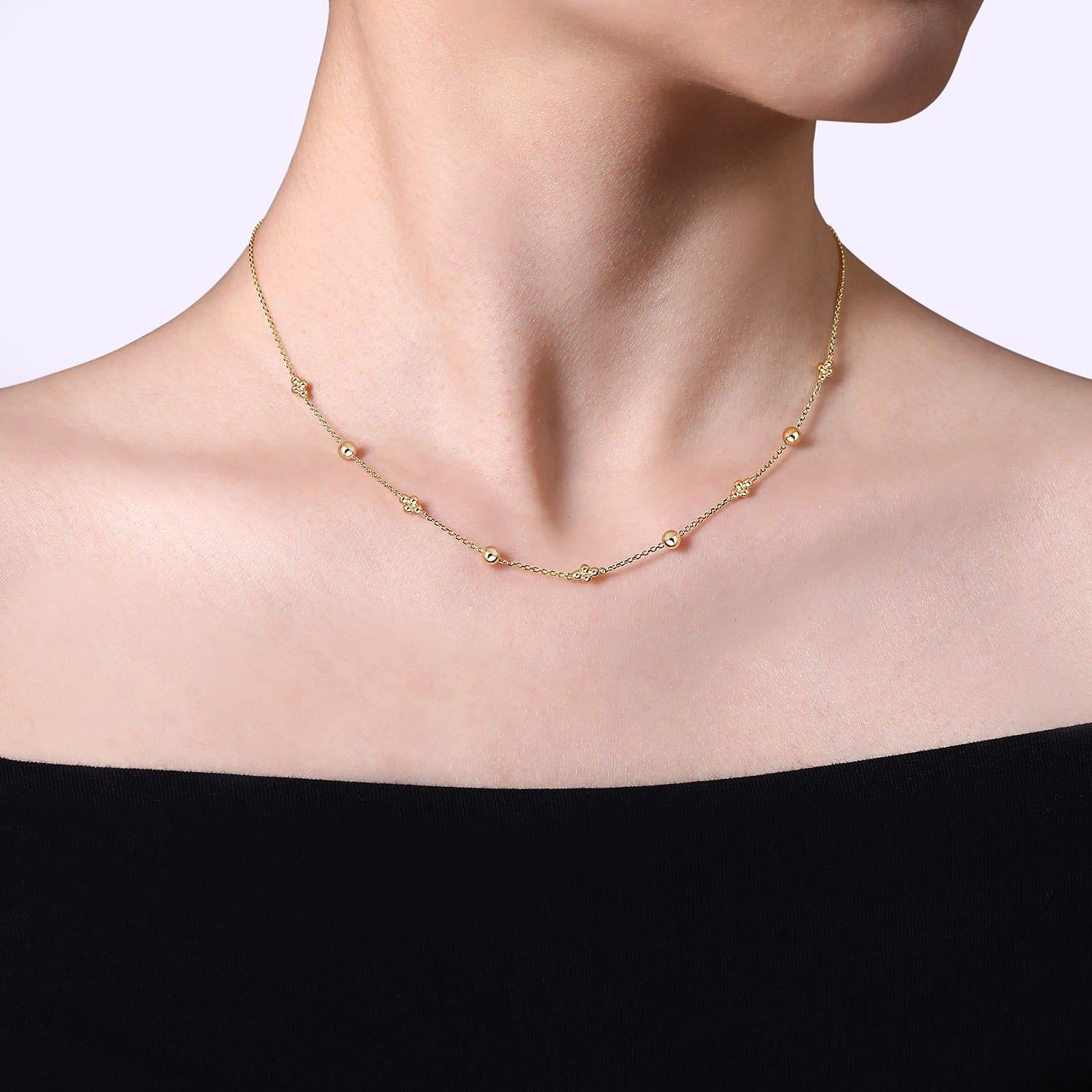 Gabriel & Co. 14K Yellow Gold Bujukan Bead Station Necklace