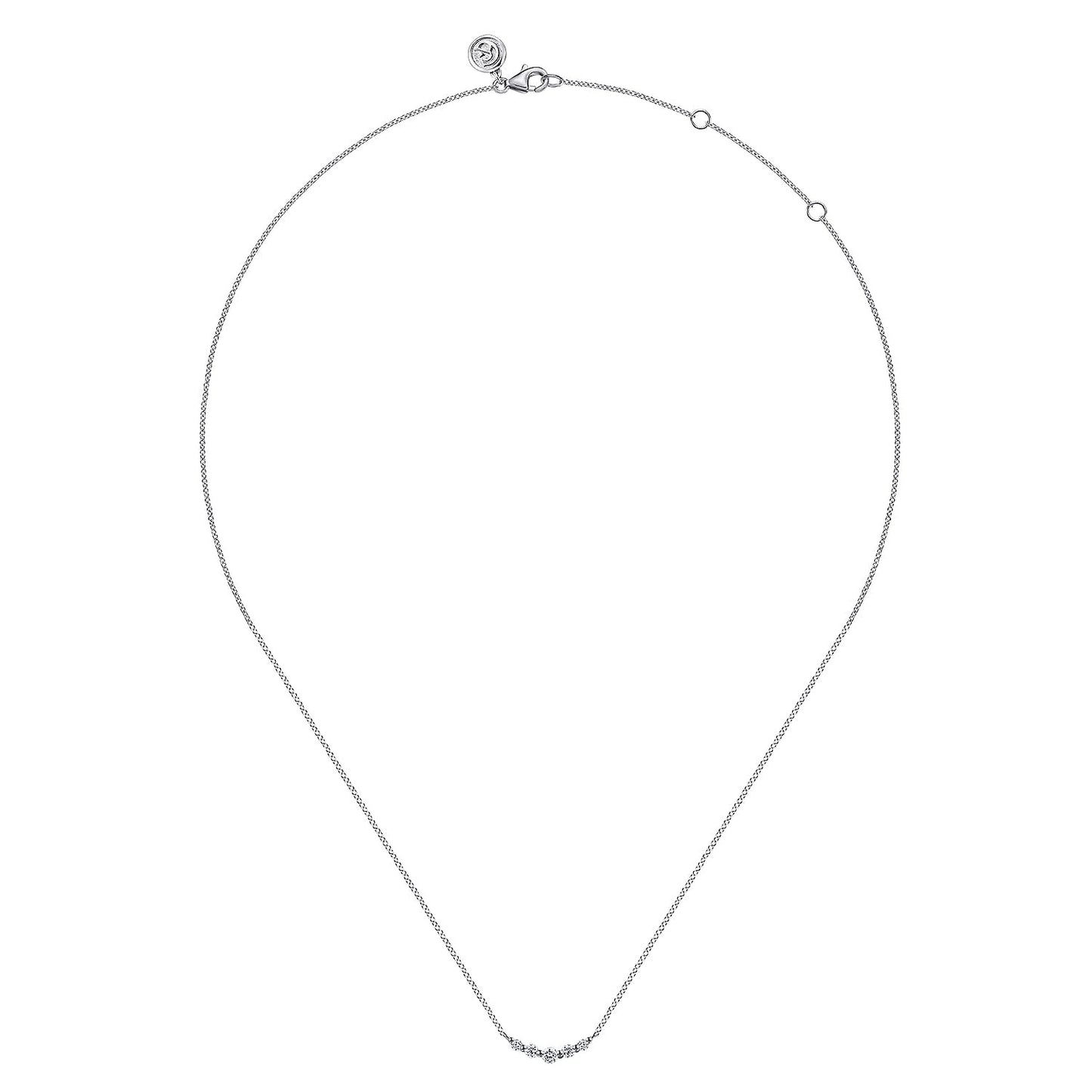 Gabriel & Co. 14K White Gold White Sapphire Bar Necklace .24CTW