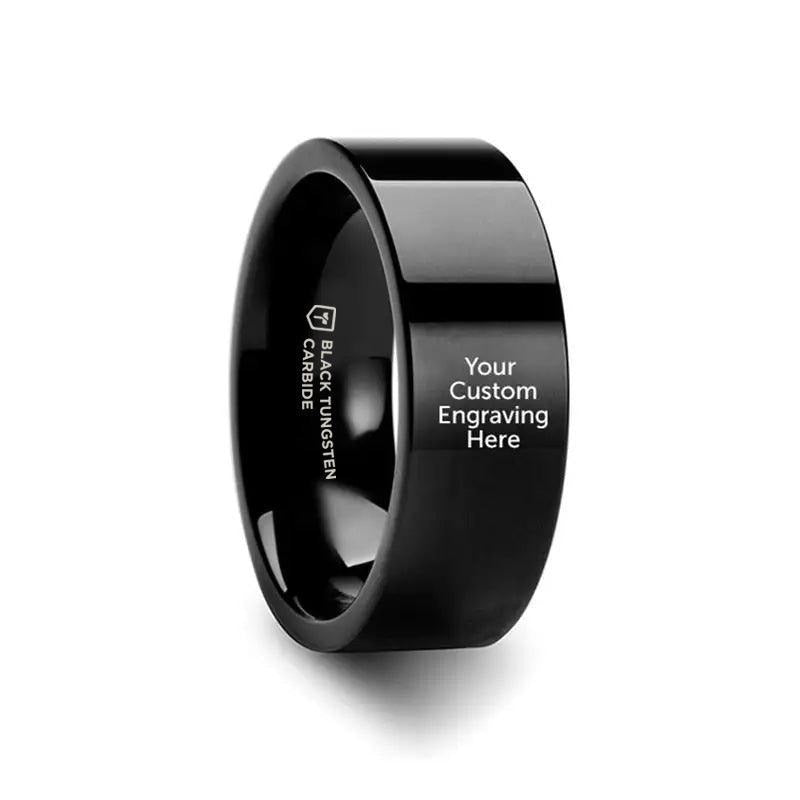 Custom Image Engraving Polished Black Tungsten Engraved Ring Jewelry - 2mm - 12mm - 6mm