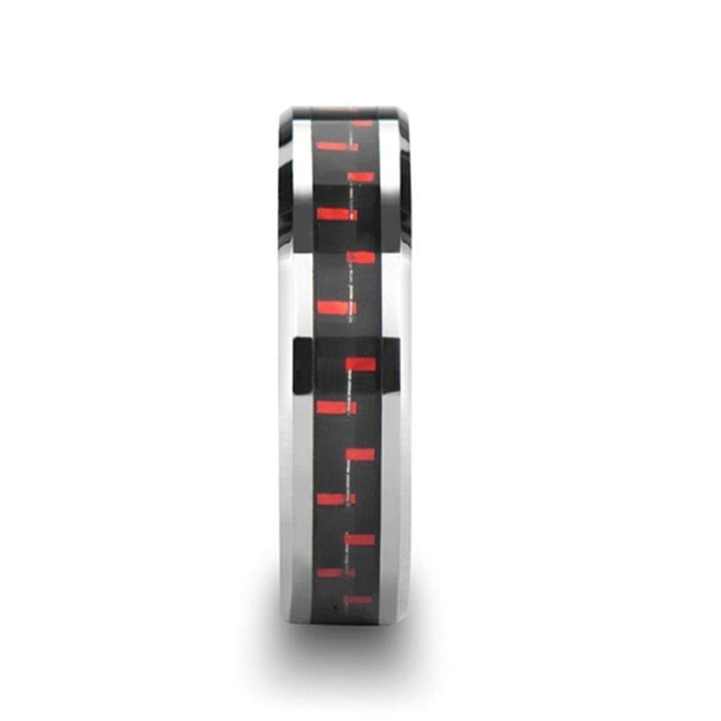 AURELIUS Tungsten Band Inlaid with a Black & Red Carbon Fiber - 6mm & 8mm