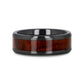 BENNY Black Ceramic Polished Beveled Edges Men’s Wedding Band with Bubinga Wood Inlay - 8mm
