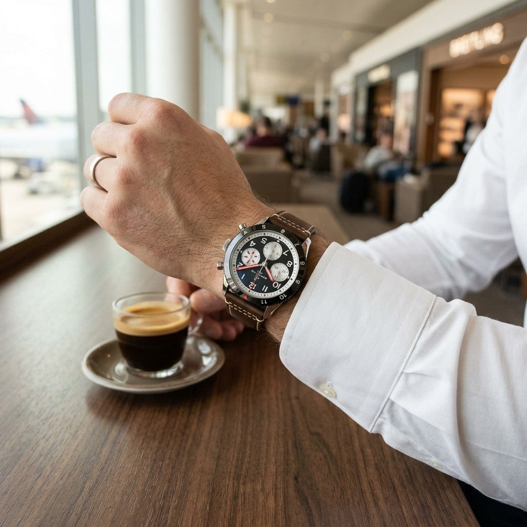 Breitling Classic AVI Chronograph 42 Mosquito — Black Dial — lifestyle