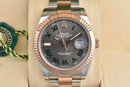 Rolex Datejust 41mm Everose Gold and Steel 126331 GRO Wimbledon
