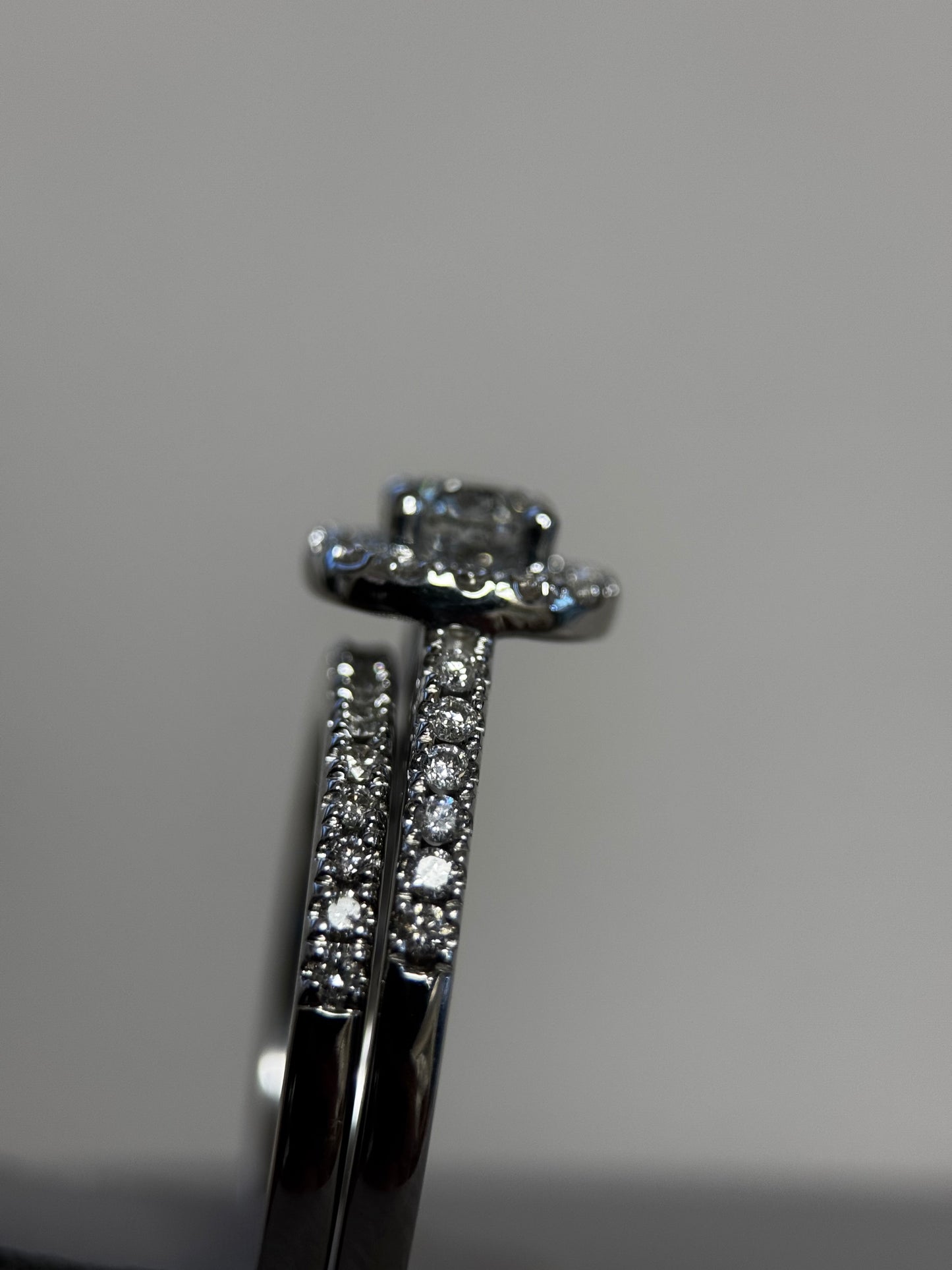 14K White Gold Round Halo Wedding Set – .25 Carat Center | 1 Carat Total Diamonds