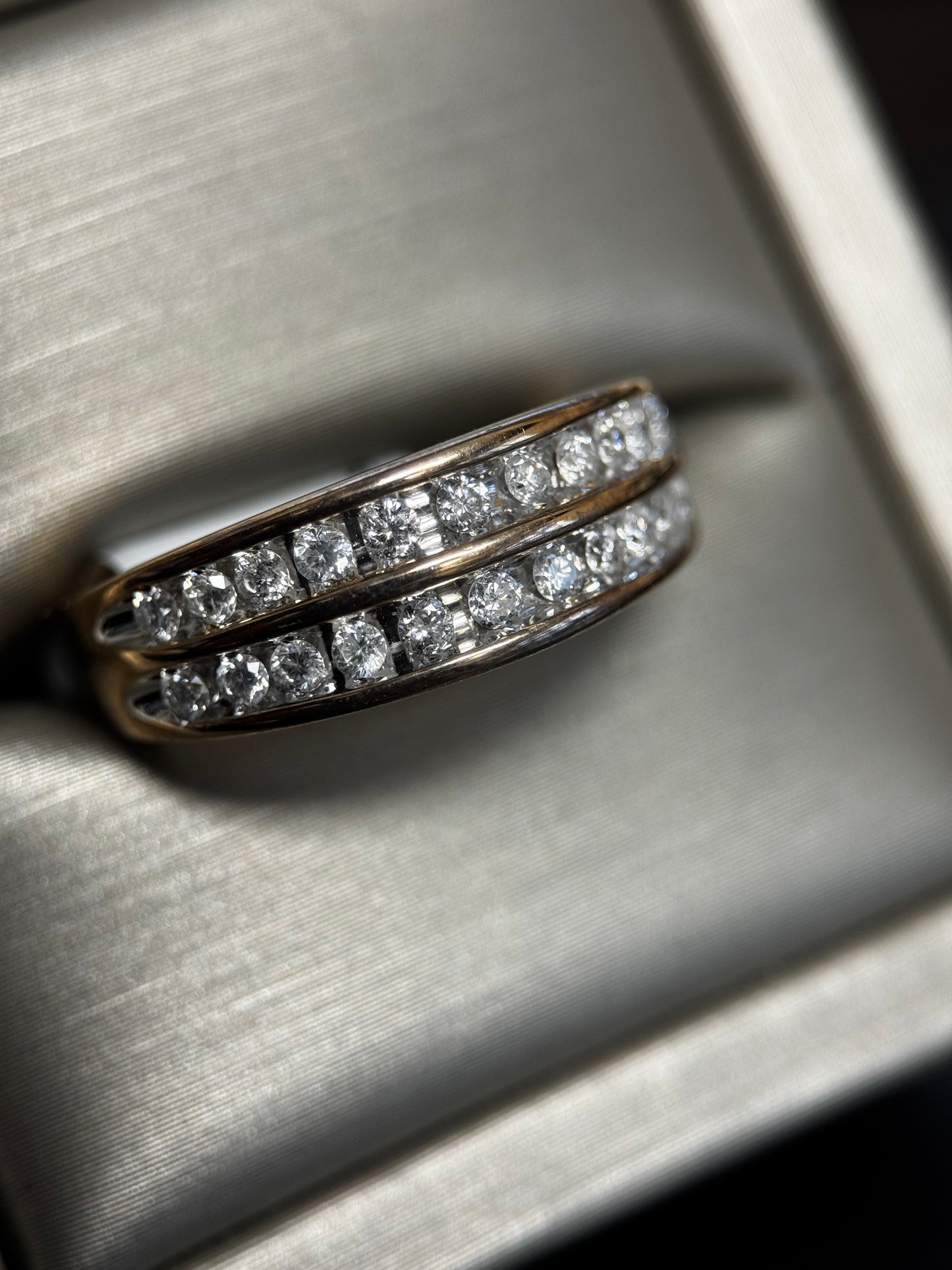 Two Row Diamond Band Ring 10k Yellow Gold