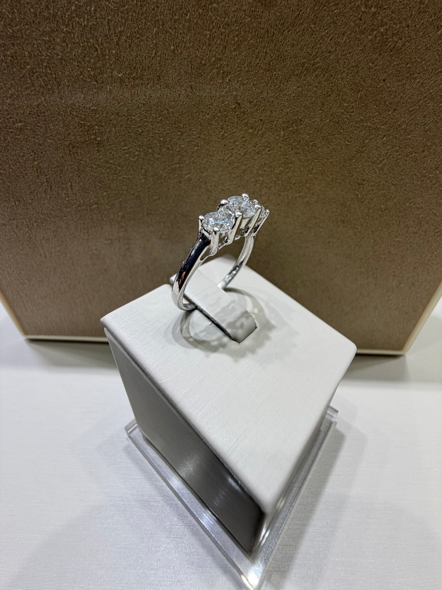 1.00 CTW Natural Diamond Three-Stone Engagement Ring in 14K White Gold – G-H Color, SI Clarity