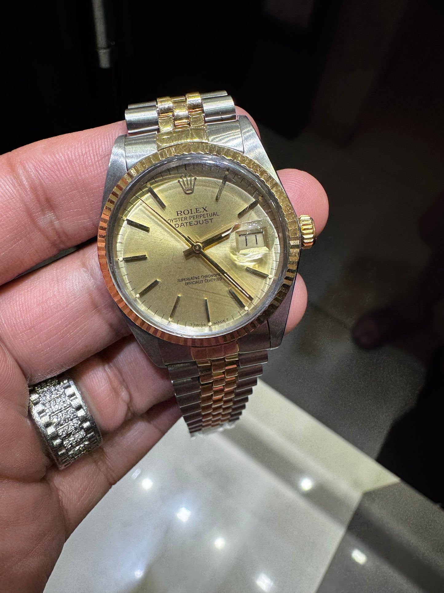 Rolex Watch For Men 16013 | 36MM | 18k Fluted Bezel | champange Dial | Jubilee Band