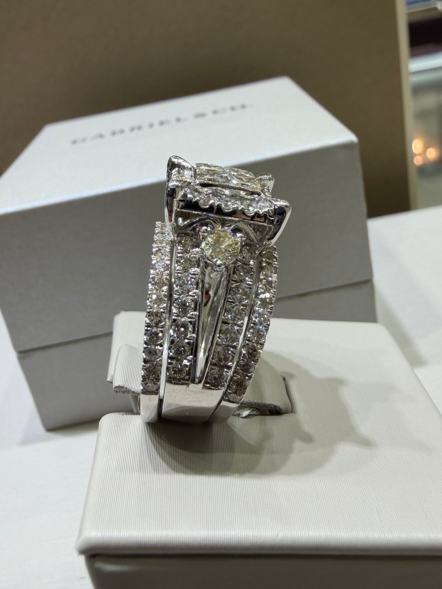 3.75 CTW Three-Piece Princess Cut Diamond Wedding Set | 10K White Gold