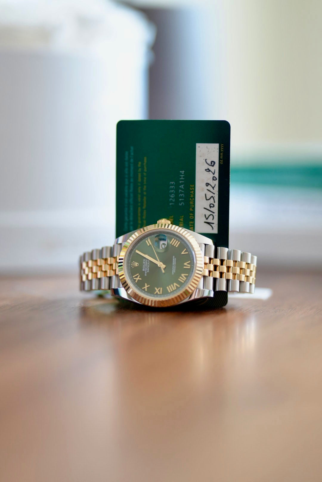 Rolex Datejust 18k/SS 41mm Geeen Roman Dial Jubilee  Bracelet Men's Watch 126333