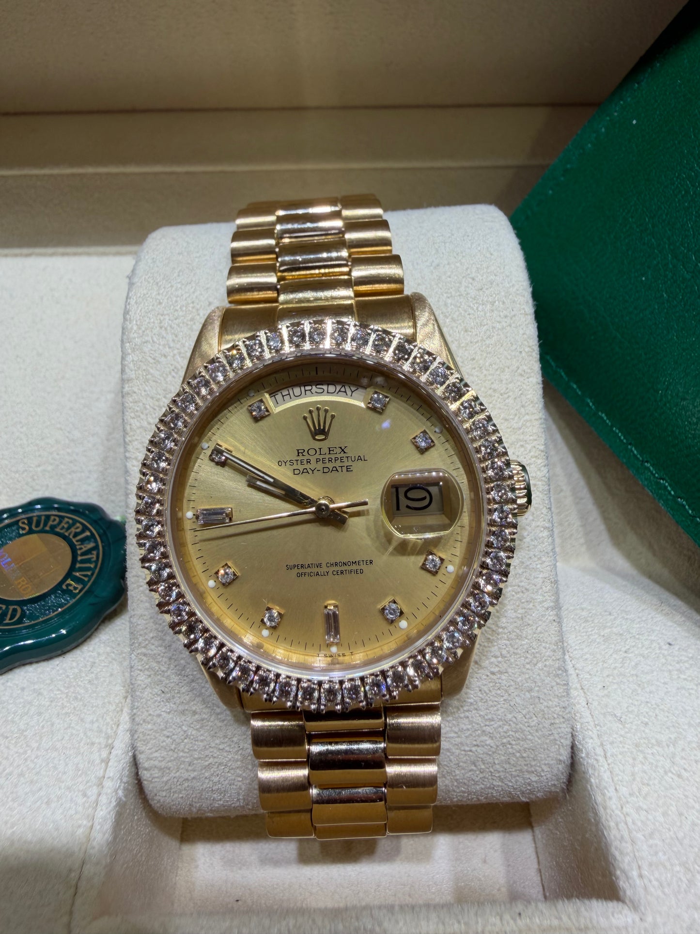 Rolex President Day Date 18038 18k Yellow Gold Gold Diamond Dial
