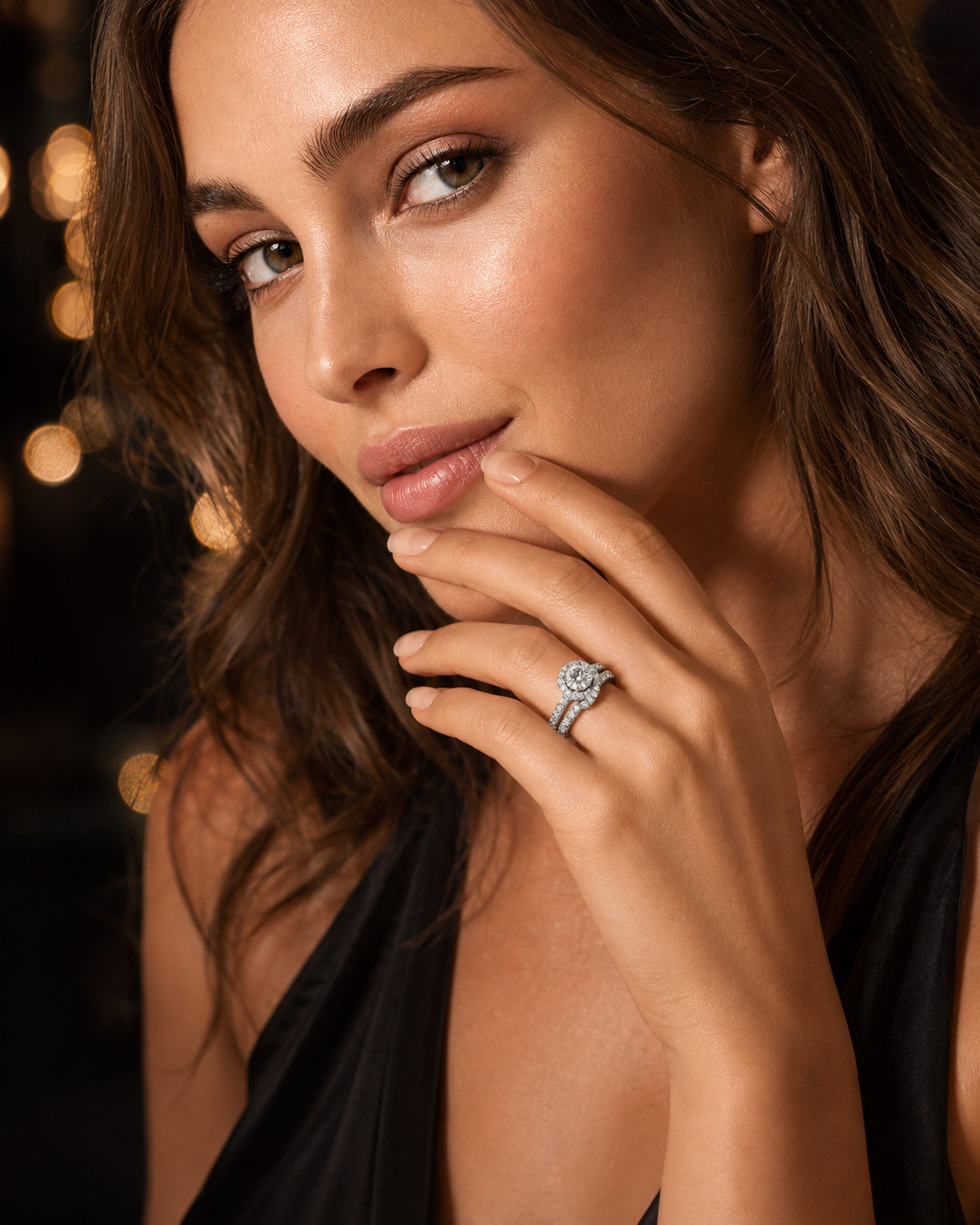 0.96 CTW Natural Diamond Halo Wedding Set in 14K White Gold – F-G Color, VS2-SI Clarity