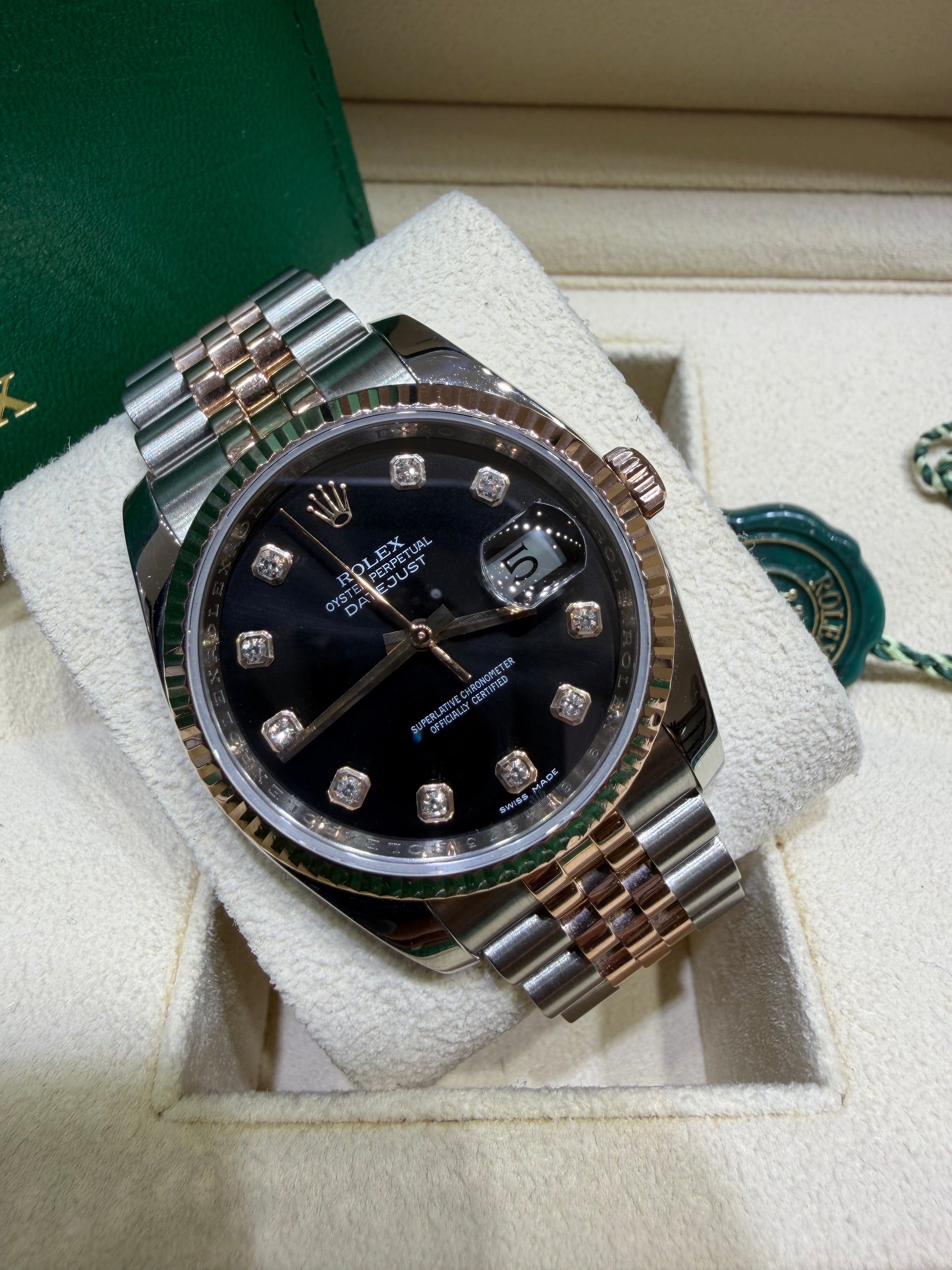 Rolex Datejust 36mm Stainless Steel Black Diamond Dial – 116231