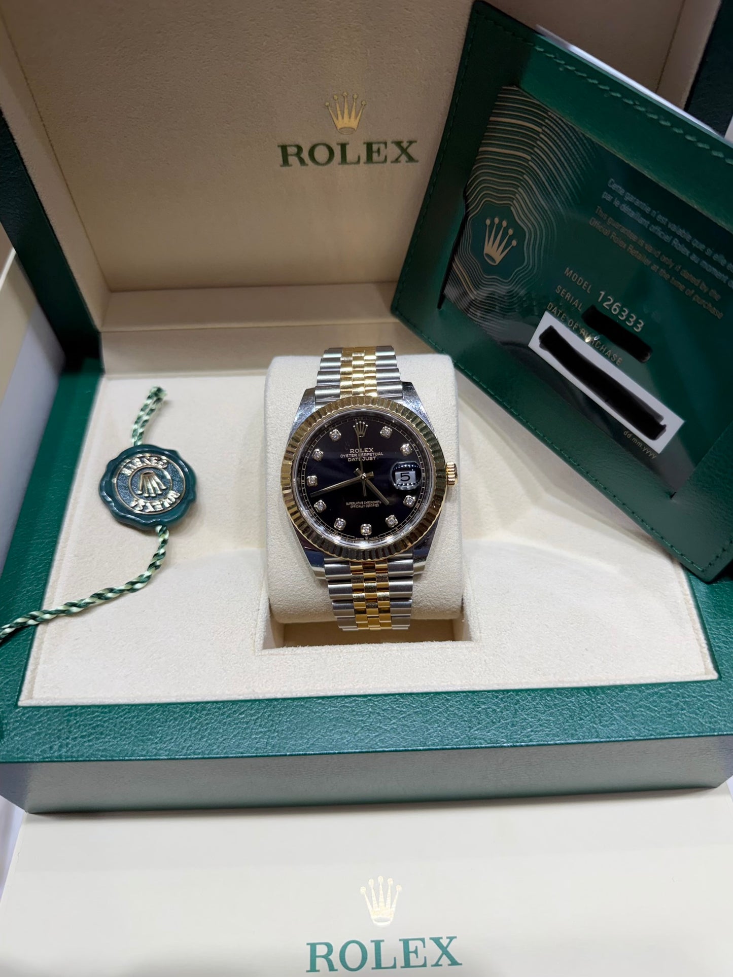 Rolex Datejust 41mm Yellow Gold and Steel 126333 Factory Diamond Dial