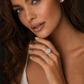 2.00 CTW Elongated Radiant-Style Composite Diamond Halo Engagement Ring in 14K White Gold – G Color, SI1-SI