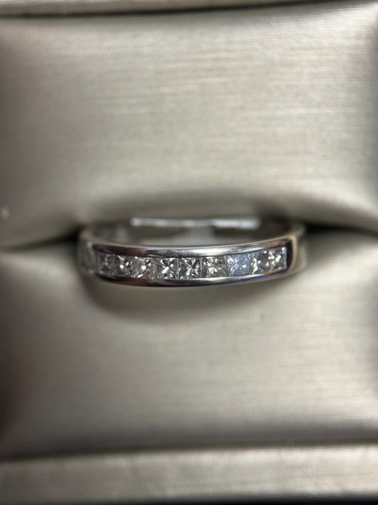 Ladies 14K White Gold Princess Cut Diamond Wedding Band Engagement Ring 0.50 Ct