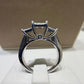 Three-Stone Princess Cut Invisible-Set Diamond Engagement Ring | 14K White Gold