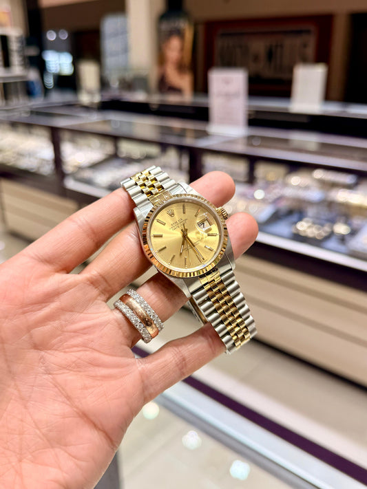 Rolex Datejust Watch | 16233 | 36MM | Gold Index | Jubilee Band