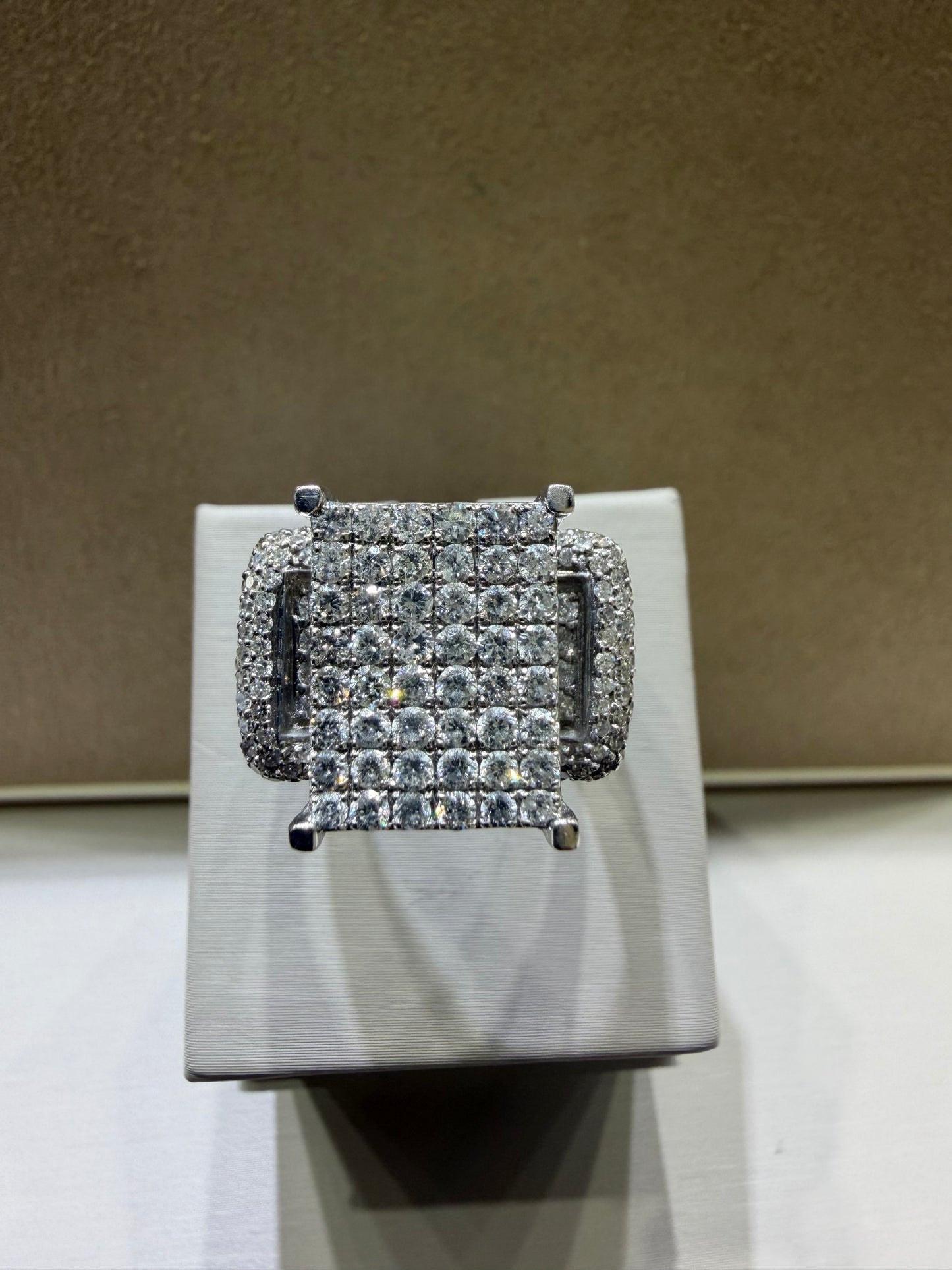 3 CTW Natural Diamond Rectangular Pavé Ring | 14K White Gold H-I I1