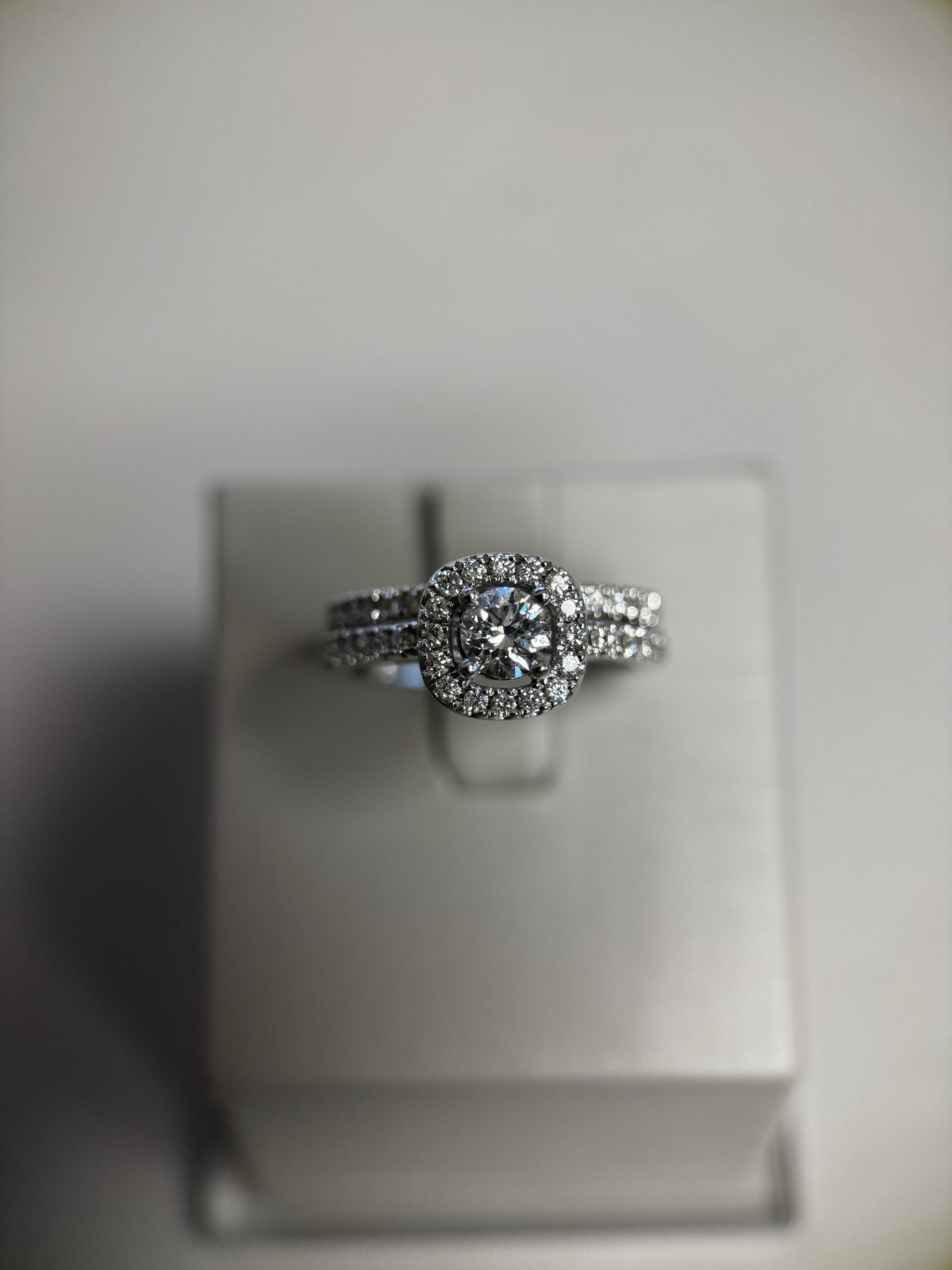 14K White Gold Round Halo Wedding Set – .25 Carat Center | 1 Carat Total Diamonds