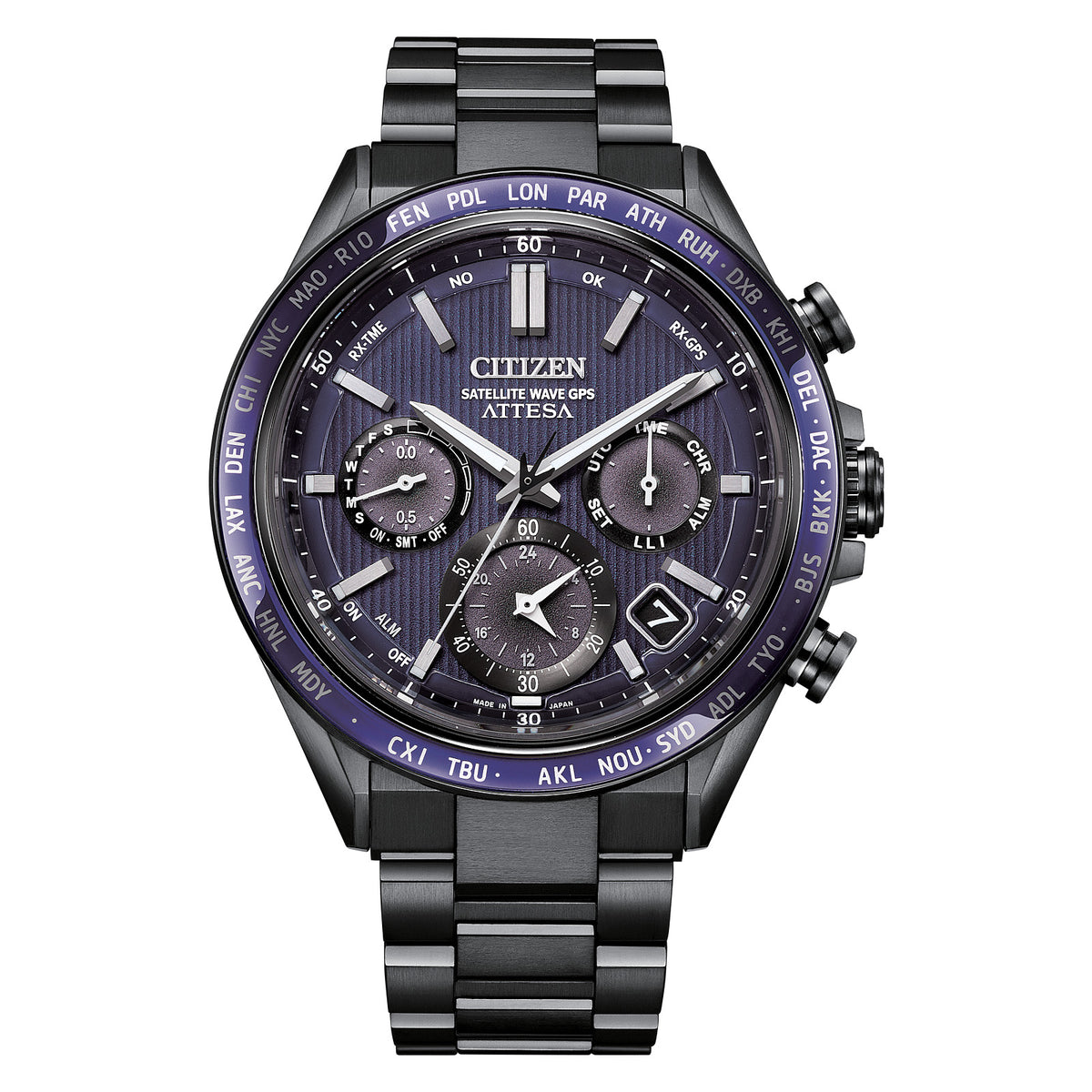 Citizen ATTESA 44.6mm Super Titanium textured blue dial CC4059-64L — official product image