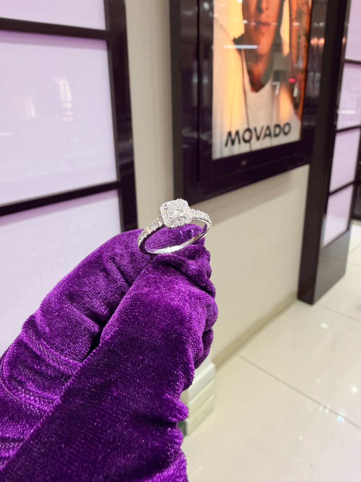 14k white gold 1 carat princess cut halo