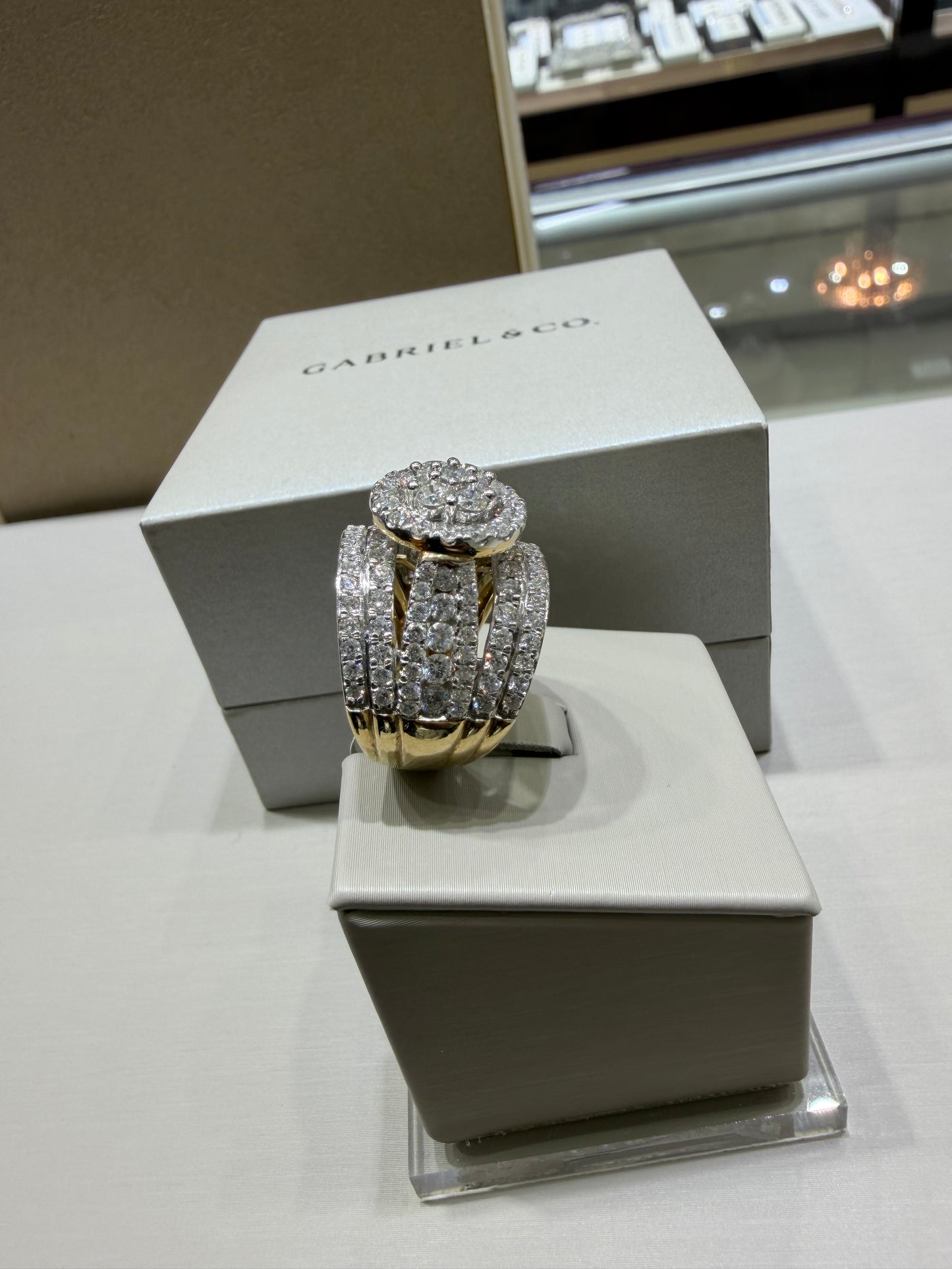 3 CTW Natural Diamond Composite Halo Ring | 10K Yellow Gold, G SI