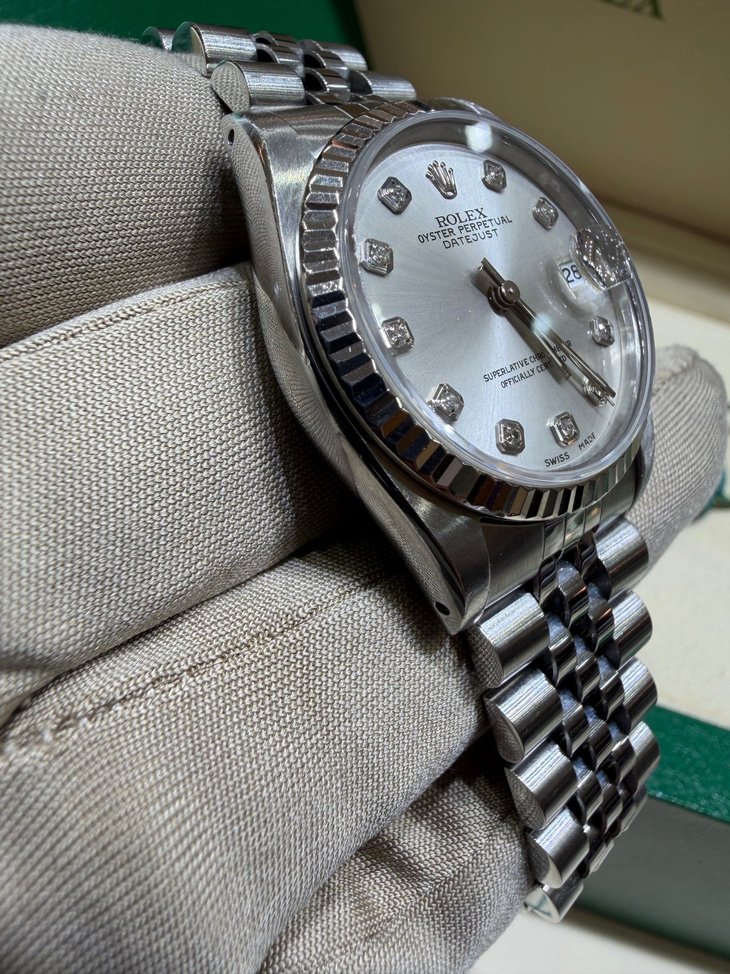 Rolex Datejust 31mm 68274 Silver Diamond Dial – Pre-Owned | Monica Jewelers