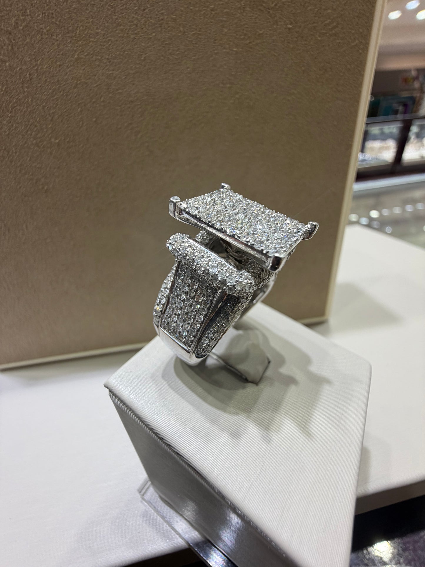3 CTW Natural Diamond Rectangular Pavé Ring | 14K White Gold H-I I1