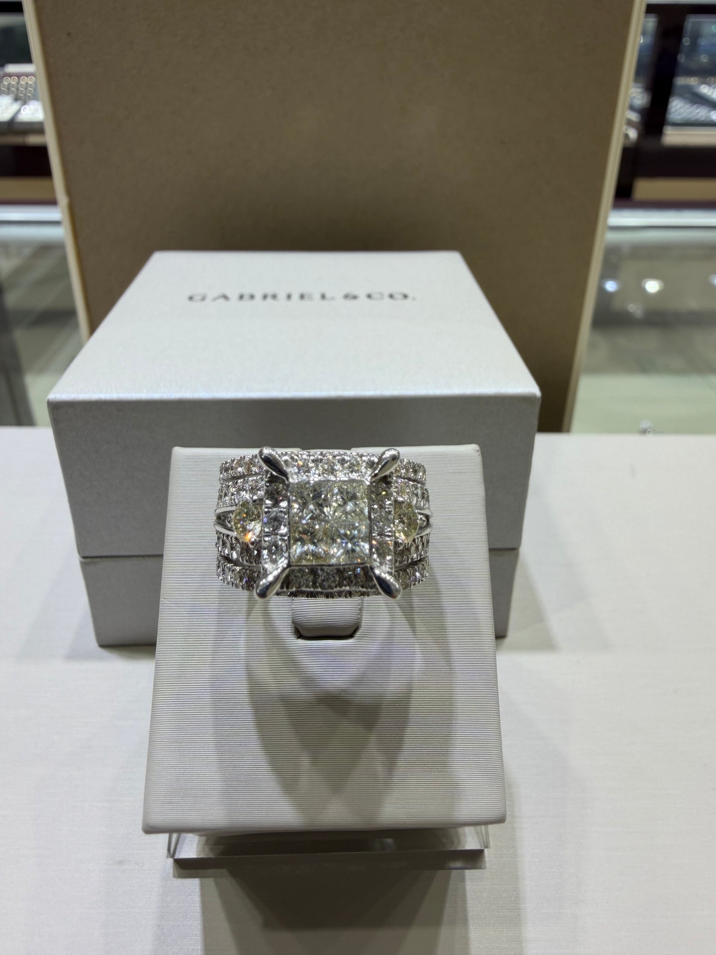 3.75 CTW Three-Piece Princess Cut Diamond Wedding Set | 10K White Gold