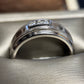 10k white gold milgrain 3-stone band 1/10ctw